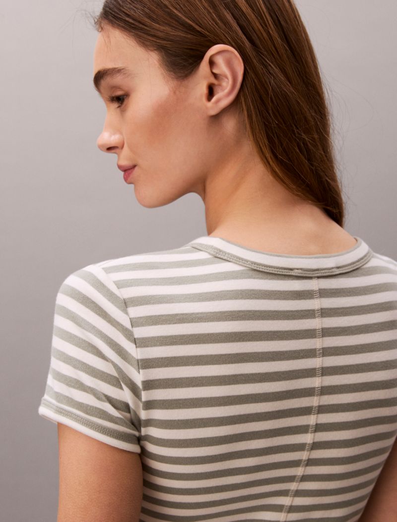 Calvin Klein Pambıq Kontür Ribli Monogram Mini Geyim
