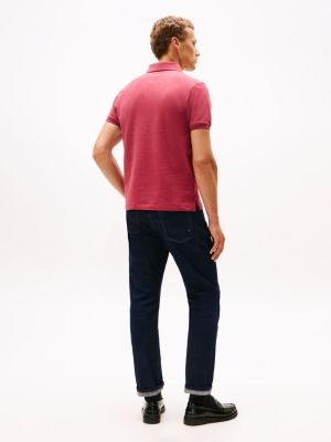Tommy Hilfiger Slim Fit Stretch Pique Polo, Qırmızı Heather