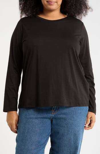 Eileen Fisher Uzun Qollu Biyoloji Pambıq T-Shirt YoxYox