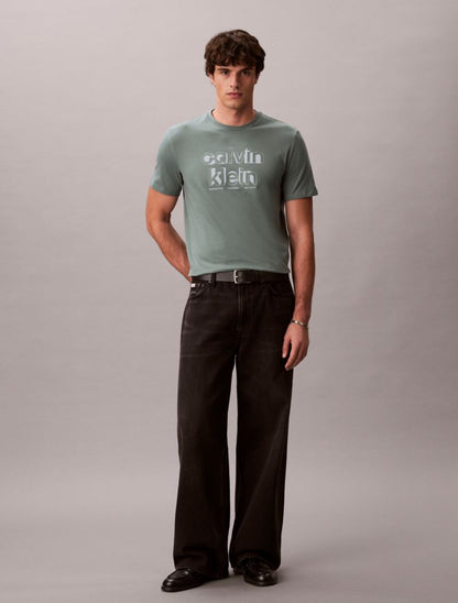 Calvin Klein Shadow Logo Qrafik Klassik Köynək