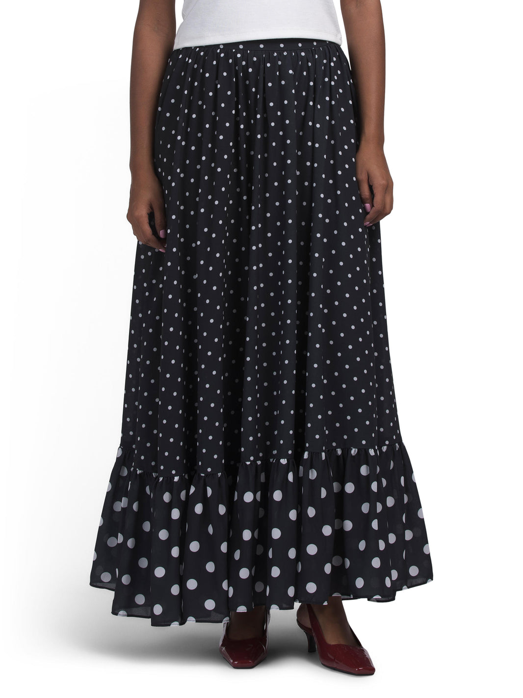 TOCCIN Goldie Tiered Maxi Skirt Qadın Uzun Ətəyi