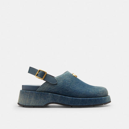 Coach Sculpted C Platform Clog In Loved Denim