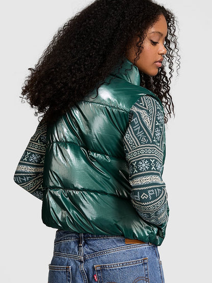 PINK High Shine Marshmallow Puffer Jilet