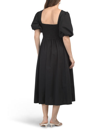 LEA Puff Sleeve V-waist Midi Geyim
