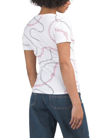 All Over Print Chains V-neck Köynək