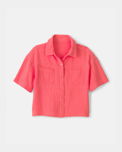 OshKosh B'gosh Qız Marllı Qısa Kollu Bluzka - Çəhrayı
