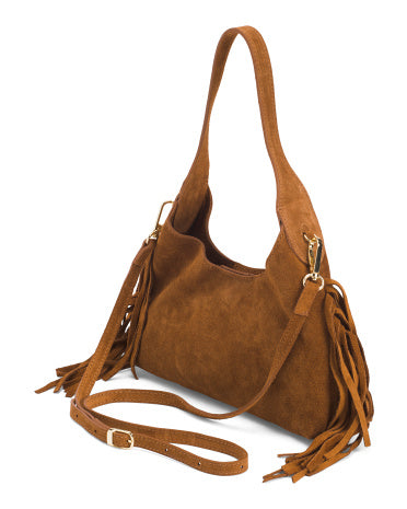 ISADORA Made In Italy Suede Mini Hobo With Fringes