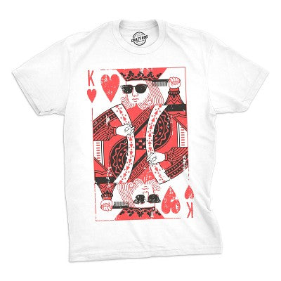 Crazy Dog T-Shirts, Inc. Kişi King Of Hearts T-Shirt Vintage Qrafik Tişört