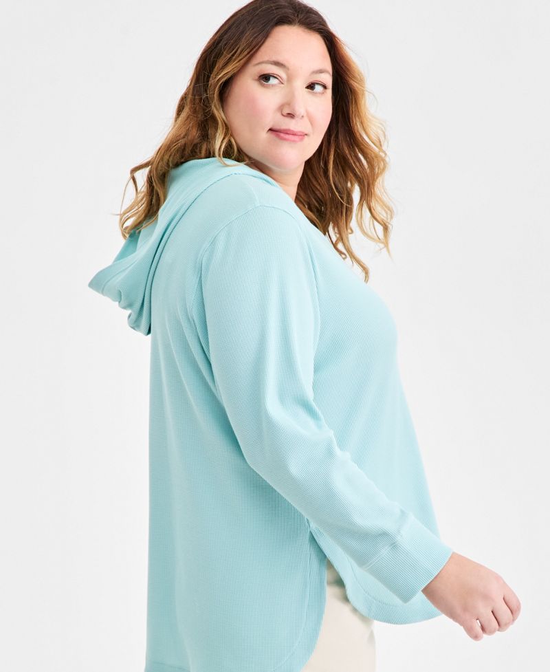 Style &amp; Co Böyük Ölçülü Vafli Toxunuşlu Kapüşonlu Sviterka