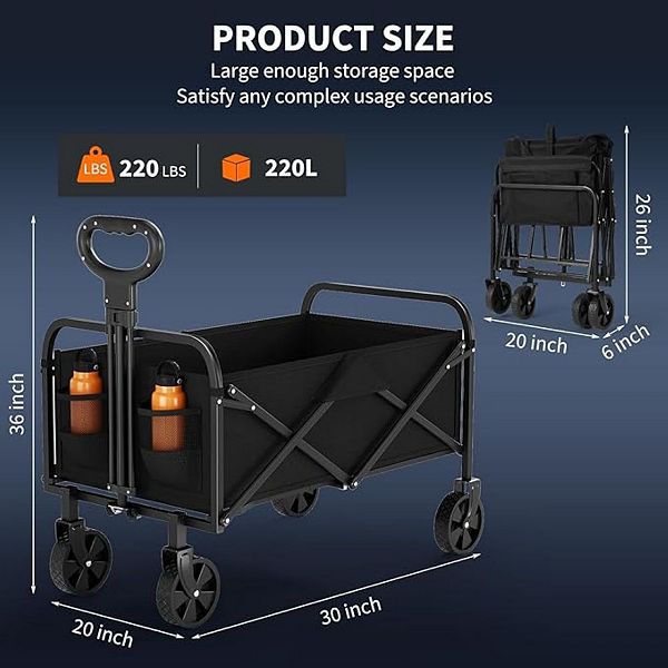 Wagons Carts Qatlanabilir Çoxməqsədli Collapsible Vaqon Hər Əraziyə Uyğun Təkərlərlə