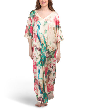 DALIA MACPHEE Atlası Bitirmə Pava və Çiçək Nəqşli Kaftan