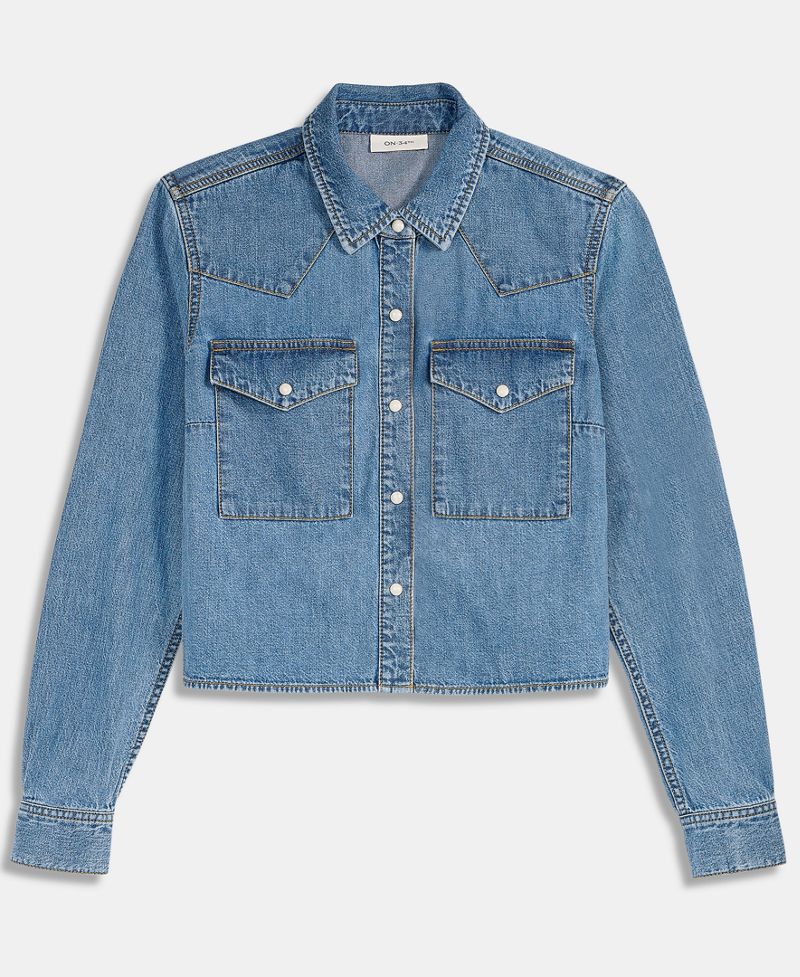 On 34th Qadın Qısaltılmış Denim Western Köynəyi