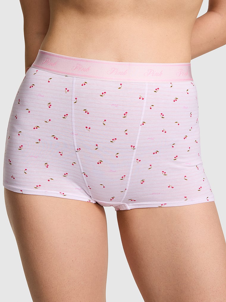 PINK Logolu Pamuk Yüksək Bel Boyshort Tənhalıq
