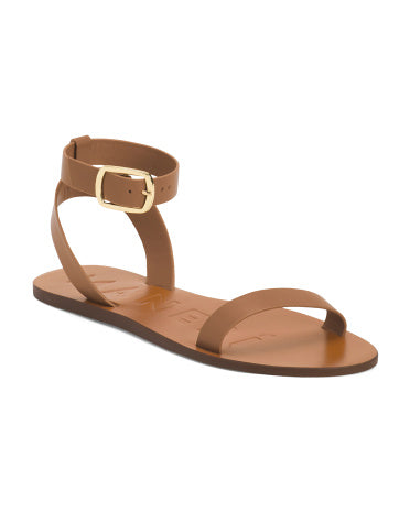 MANEBI Dəri Tək Zolaq Sandal Toka ilə