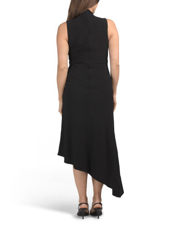 JS COLLECTIONS Boncuklu Çiçek Aplikesi Olan Kolsuz Mock Neck Maxi Geyim