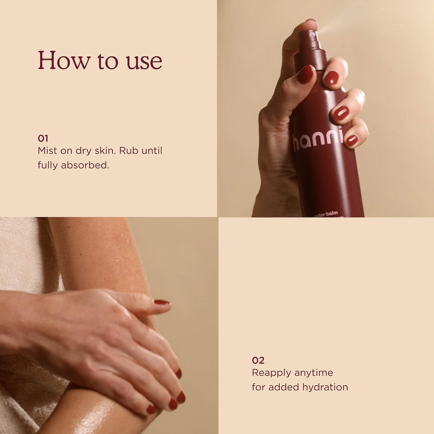 Hanni Water Balm Ani Hidrasyon Bədən Nəmləndirici Spreyi