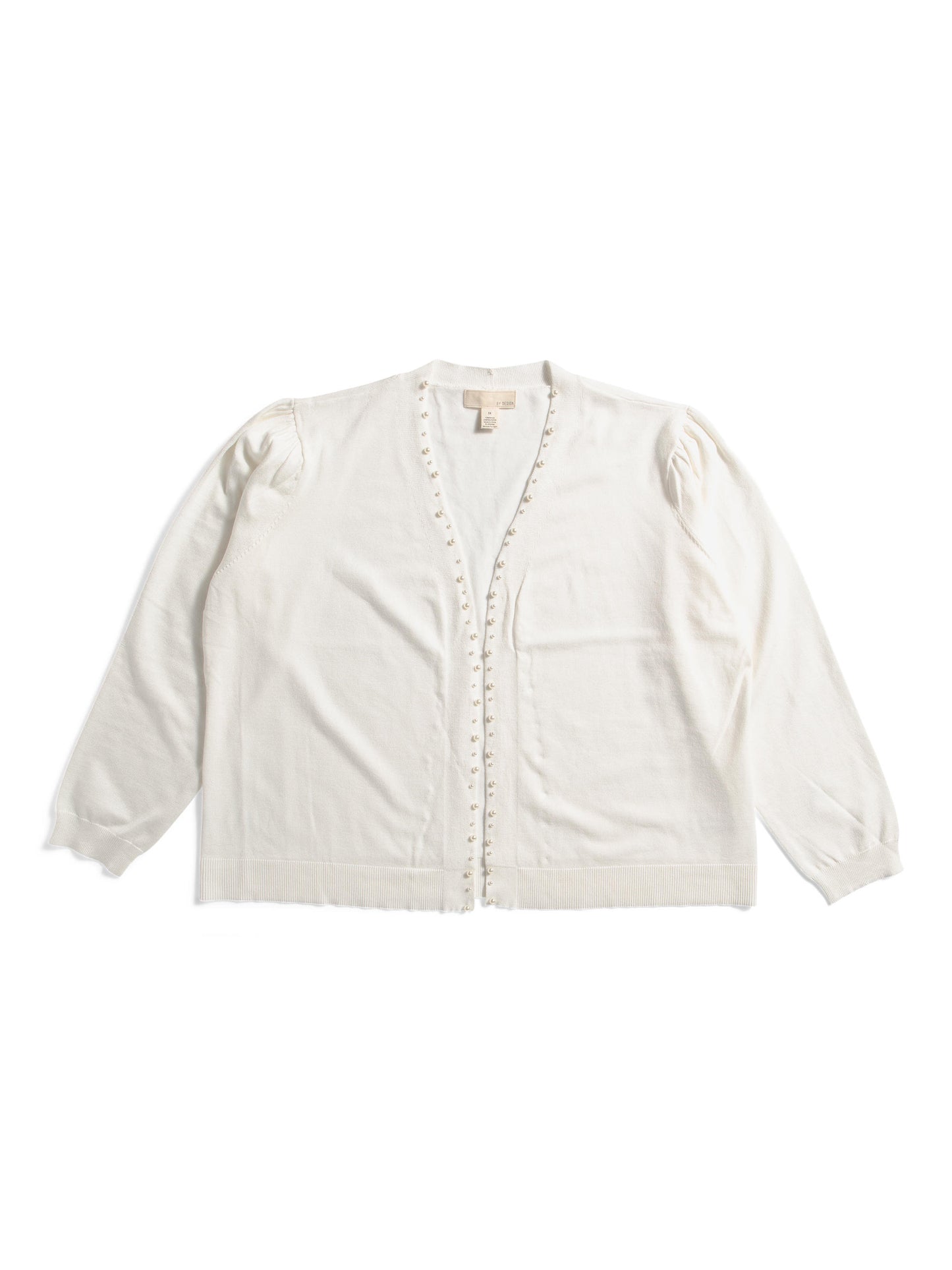BY DESIGN Plus Faux Pearl Trim Cardigan