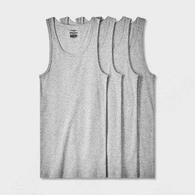Goodfellow & Co Kişi Ribbed Tank Top 4-lü Paket Ağ L: Pambıq Kolsuz Futbolka