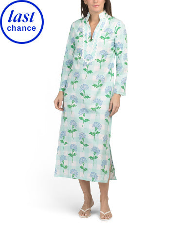 SAIL TO SABLE Uzun Tarvuz Klassik Qıngem Çiçək Naxışlı Kaftan Midi Geyim