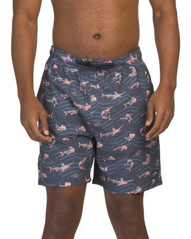 Patriotic Fish Stretch Swim Trunks Əliyyətçi Üzgüçülük Şortu