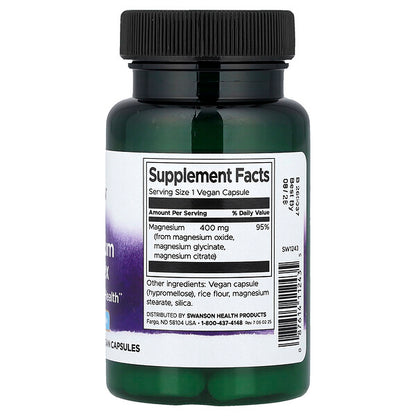 Swanson Vitamins Üçlü Maqnesium Kompleksi 400 Mq 30 Veqan Kapsula