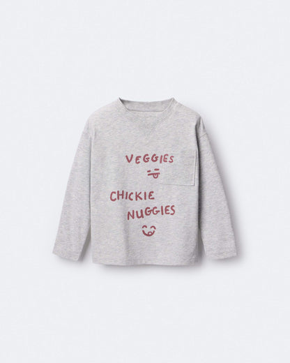 Carter's Toddler 'Chicken Nuggies' Uzun Tərəfli Cibli Qrafik Köynək - Açıq Boz