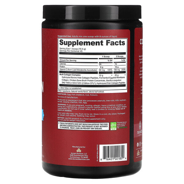 Ancient Nutrition Multi Collagen Protein Vanil 1.04 Lb 472.5 G