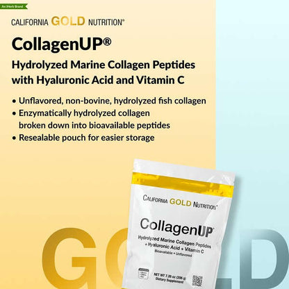 California Gold Nutrition Collagenup Hidrolizə Edilmiş Dəniz Kollageni Peptidləri Hialuron Turşusu və C Vitamini ilə 7 oz YoxYox