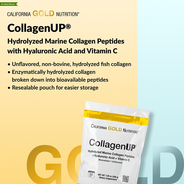 California Gold Nutrition Collagenup Hidrolizə Edilmiş Dəniz Kollagen Peptidləri Hialuron Turşusu və C Vitamini ilə Dadlantırılmamış 1