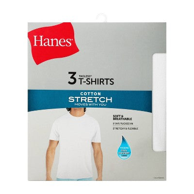 Hanes Kişi Pamuk Stretchli Crewneck Köynəyi - Ağ L