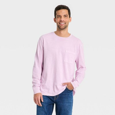 Goodfellow & Co Kişi Vintage Uzun Qollu Cib Köynəyi Lavanda XXL