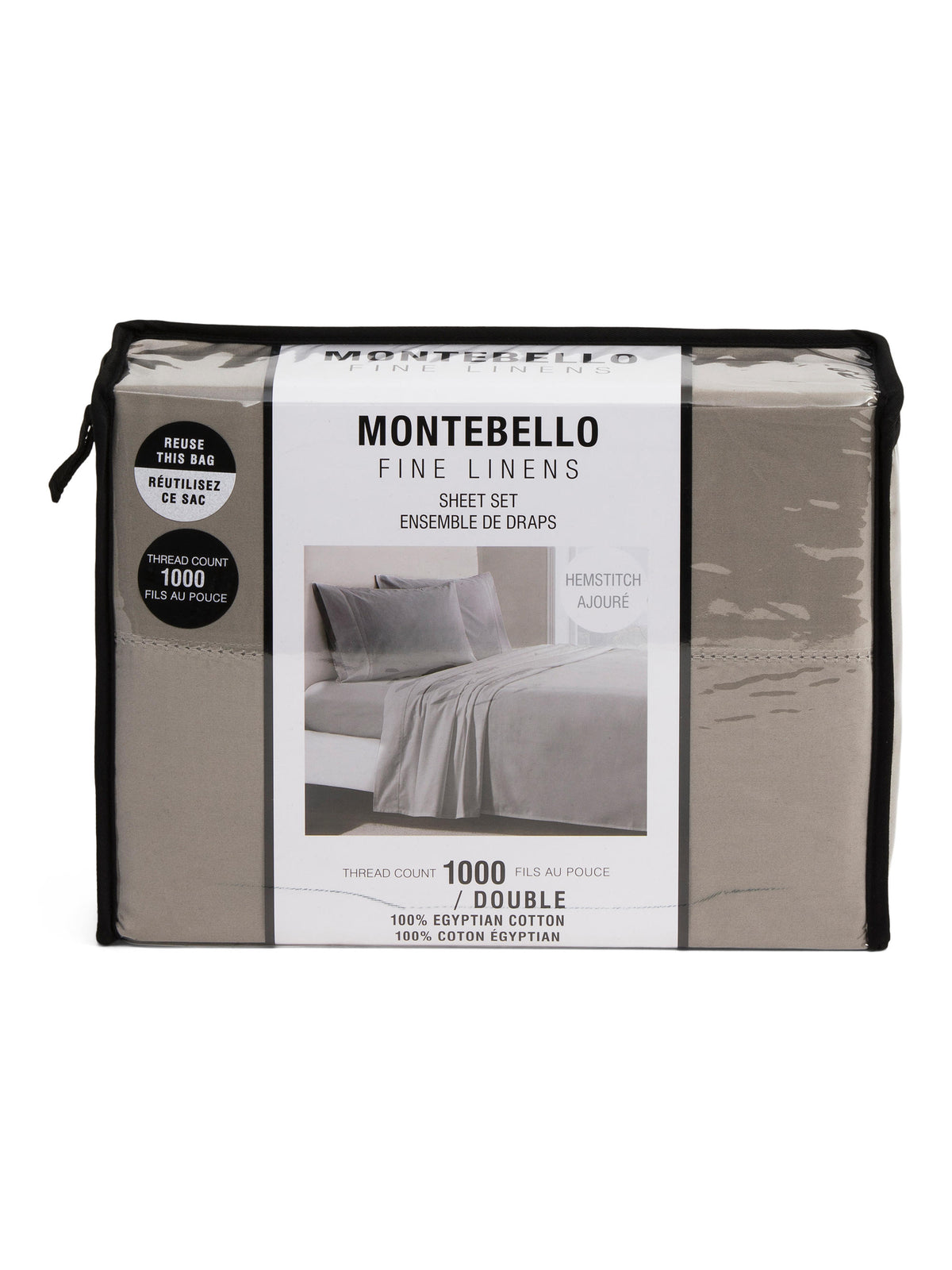 MONTEBELLO 1000tc Misir Pambığından Yapılmış Tikiş Üzlü Çarşaf Dəsti