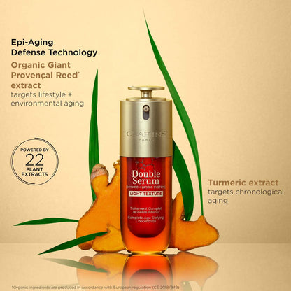 Clarins DOUBLE SERUM® Yüngül Teksturası Sıyırma, Parlaqlıq Artırma və Məsamələri İncelətmə