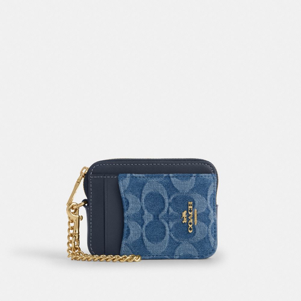Coach Zip Card Case Signature Denim