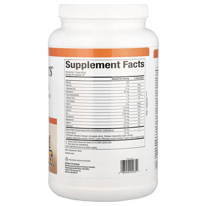 Natural Factors Whey Factors Otla Beslənən Protein Tozu Ləzzətsiz 907 G