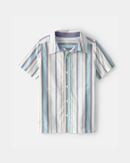 OshKosh B'gosh Oğlan Çizgili Qısa Qollu Düyməli Köynək