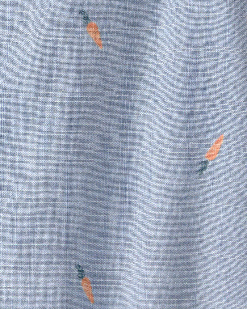 OshKosh B'gosh Körpə Oğlan Paskha Sabız Kambray Qısa Tənli Düymə Açılan Bodysuit - Açıq Yuma YoxYox