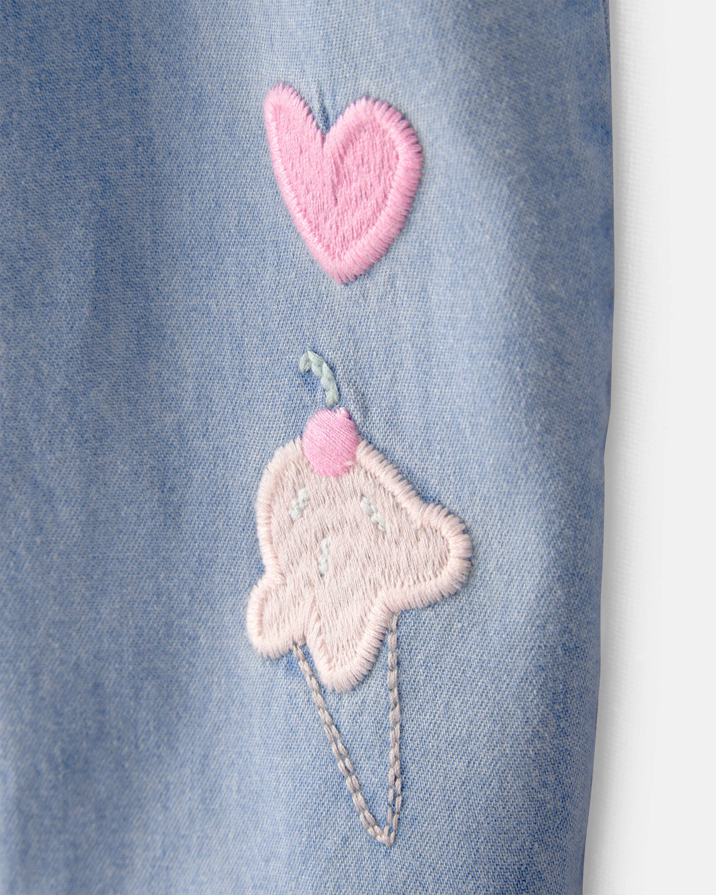 Carter's Uşaq Qız Nakışlı Chambray Kolsuz Tulumü - Mavi