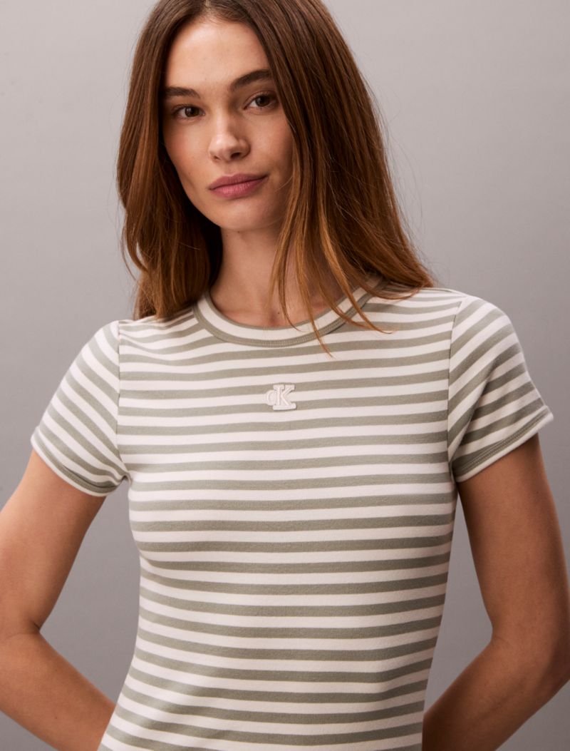 Calvin Klein Pambıq Kontür Ribli Monogram Mini Geyim