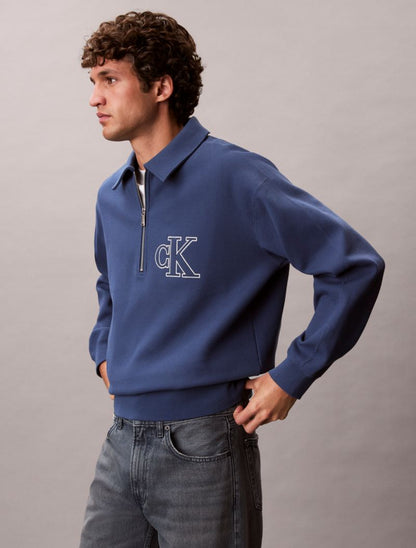 Calvin Klein Varsity Monogram Logo Quarter Zip Huddi