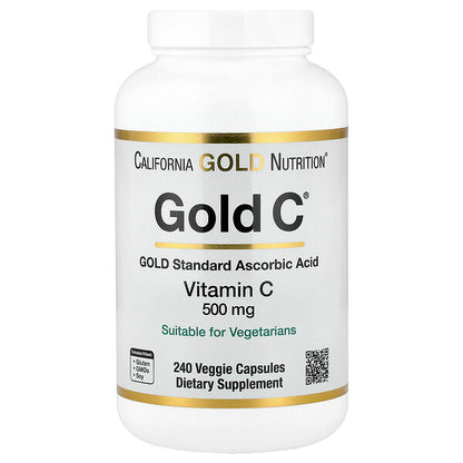 California Gold Nutrition Gold C USP Səviyyəsi C Vitamini 500mg 240 Bitki Kapsulu