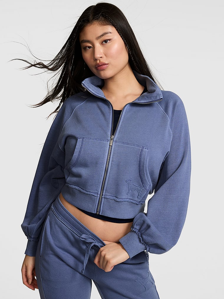PINK Campus Terry™ Mock-Neck Full-Zip Sweatshirt