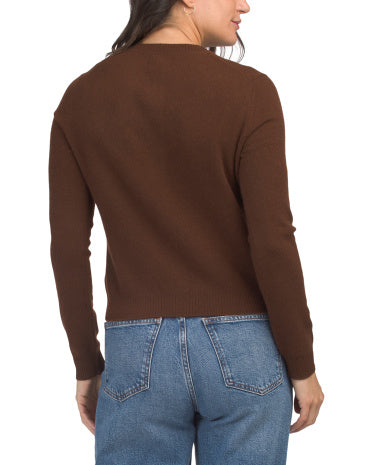 Cashmere Bobble Button Cardigan Qəhvəyi Düyməli Kardiqan