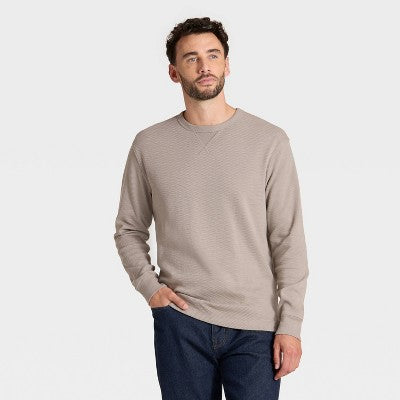 Goodfellow & Co Kişi Böyük Ölçülü Vintage Toxunuşlu Yuvarlaq Yaxalıqlı Uzun Kollu Köynək Ağ XXLT