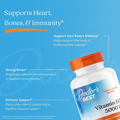 Doctor's Best Vitamin D3 125 Mcg 5000 IU 720 Softgels