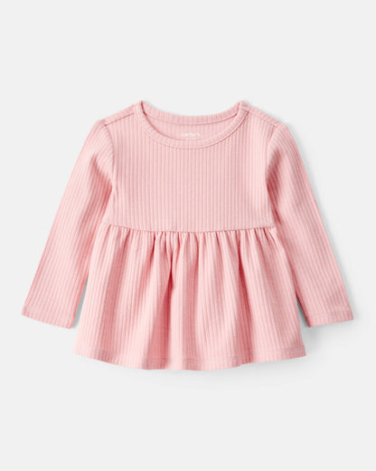 Carter's Qız Uşaq Uzun Səkili Peplum Bluzka - Çəhrayı