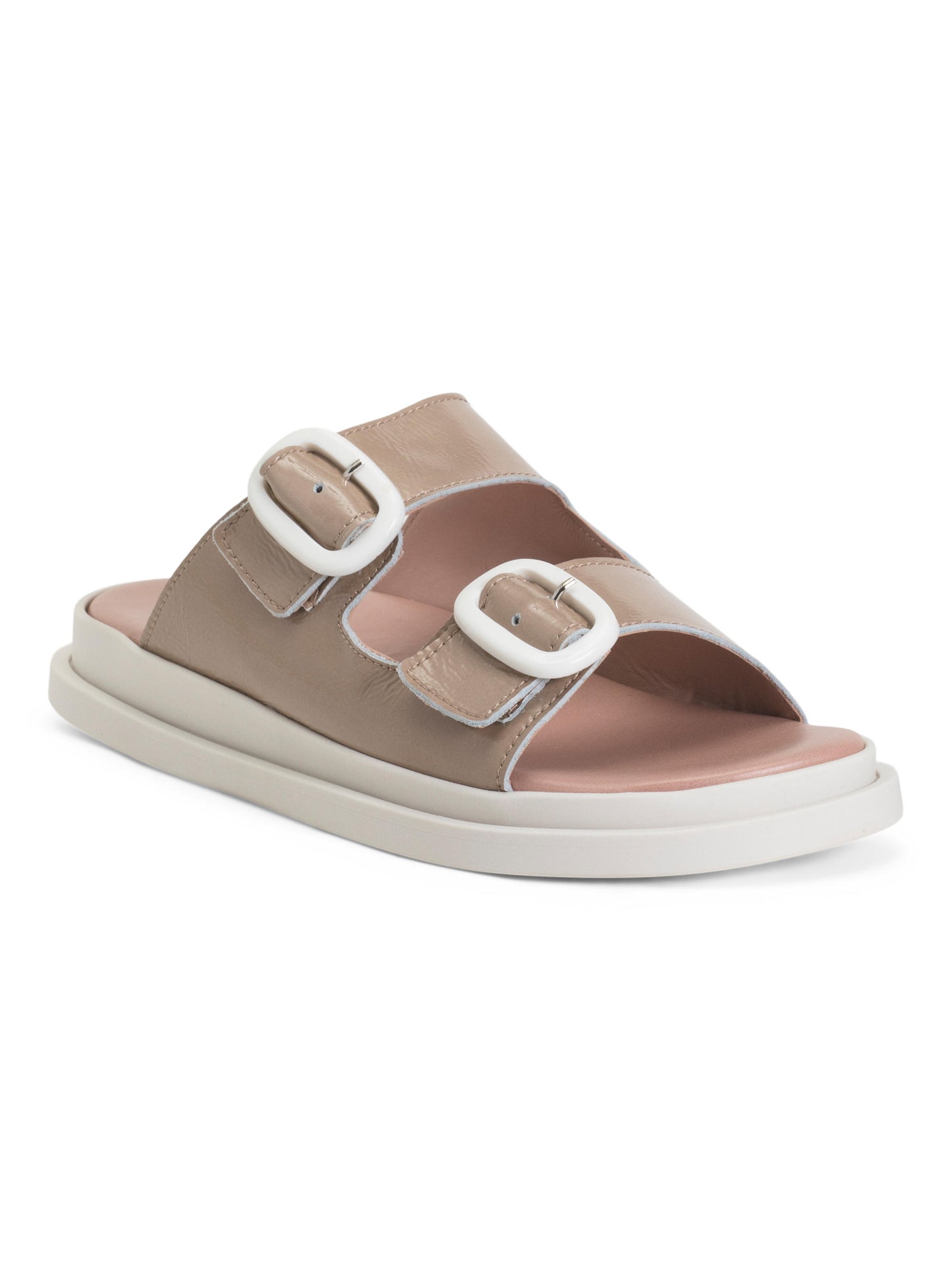 RIZZOLI İtalyada Hazırlanmış Patent Dəri İki Zolaqlı Sandal