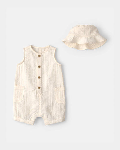 Carter's Uşaq Seersucker Romper - Krem