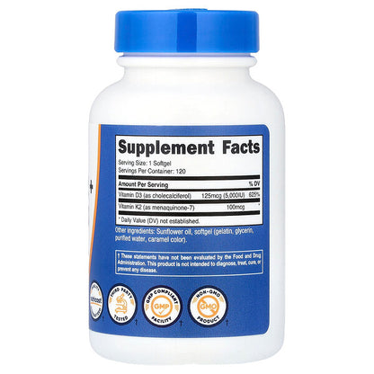 Nutricost K2 D3 Vitamini 120 Softgel