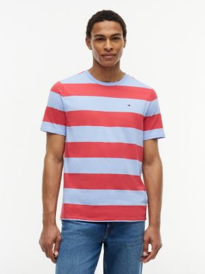 Tommy Hilfiger Rugby Stripe Köynək, Vintage Qırmızı/Açıq Mavi Zolaq
